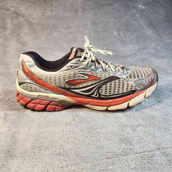 Brooks Shoes Mens 12 Gray Red Ghost 14 Sneaker Athleisure Running 1100981 D674 - Picture 2 of 11